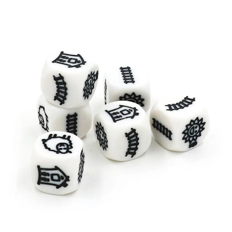 6pcs/set 6 Sided Carving Pattern Dice With 6 Kinds Pattern For Funny Puzzle Board Game Dice 18mm