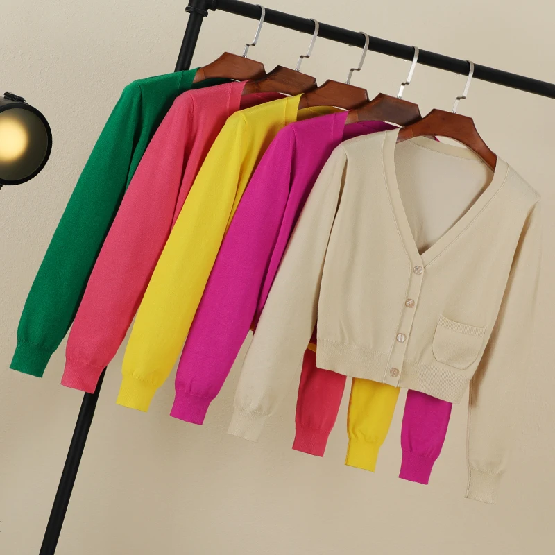 tops pull laine à tricoter cardigan fin en jersey tricot femme cardigans gilet femme manche longue cardigan tricoté à manches longues korean style