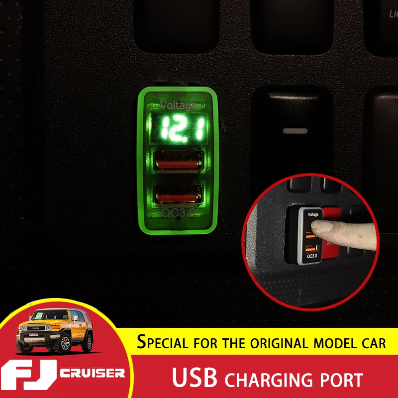 For Toyota FJ Cruiser USB Charging Panel Cigarette Lighter Charger FJ QC 3.0 Fast Charge Dual Charging Port Interior Accessories