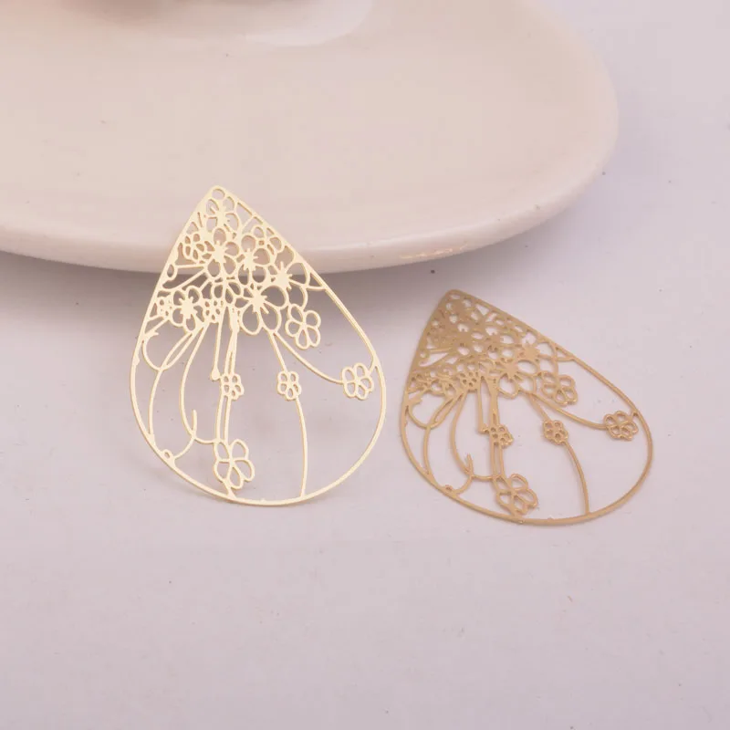 30 Stück AB4468 28*40mm bemalte Blumen-Anhänger, filigrane Verbindungsstücke aus Metall-Messing für Schmuck- und Ohrringzubehör – Detail 9