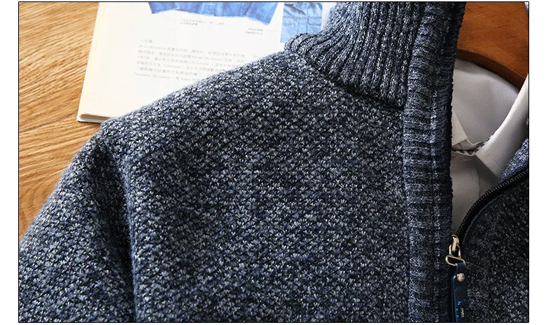 Winter männer Fleece Dicker Pullover Halb Zipper Rollkragen Warme Pullover Qualität Männlich Dünne Gestrickte Wolle Pullover für Frühling – Detail 7