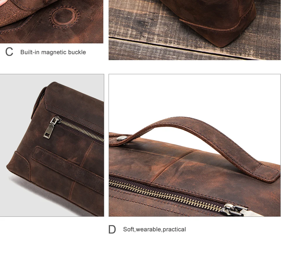Luxus Rindsleder Herren Clutch iPad Mini 4 5 6 iPhone Clutches für männliche Männer Brieftasche Mode große Kapazität Geldbörse Geschenk – Detail 11