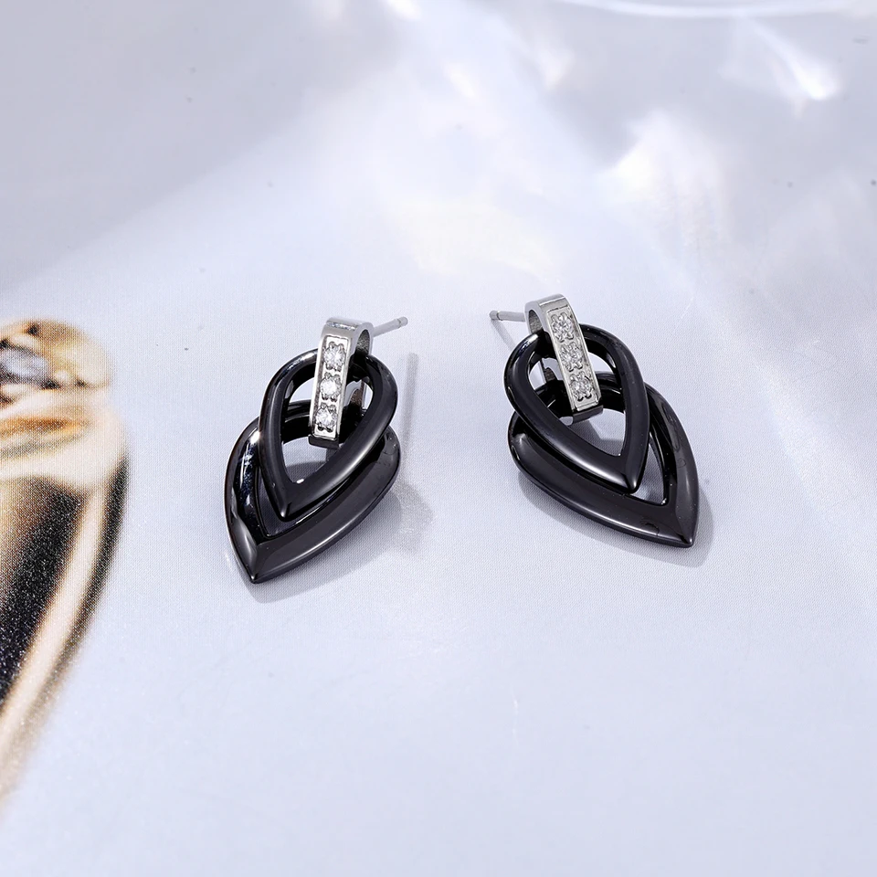 New Punk Black White Colour Water Drop Ceramic Earrings for Women Vintage Geometric Statement Earrings Bohemian Fashion Jewelry