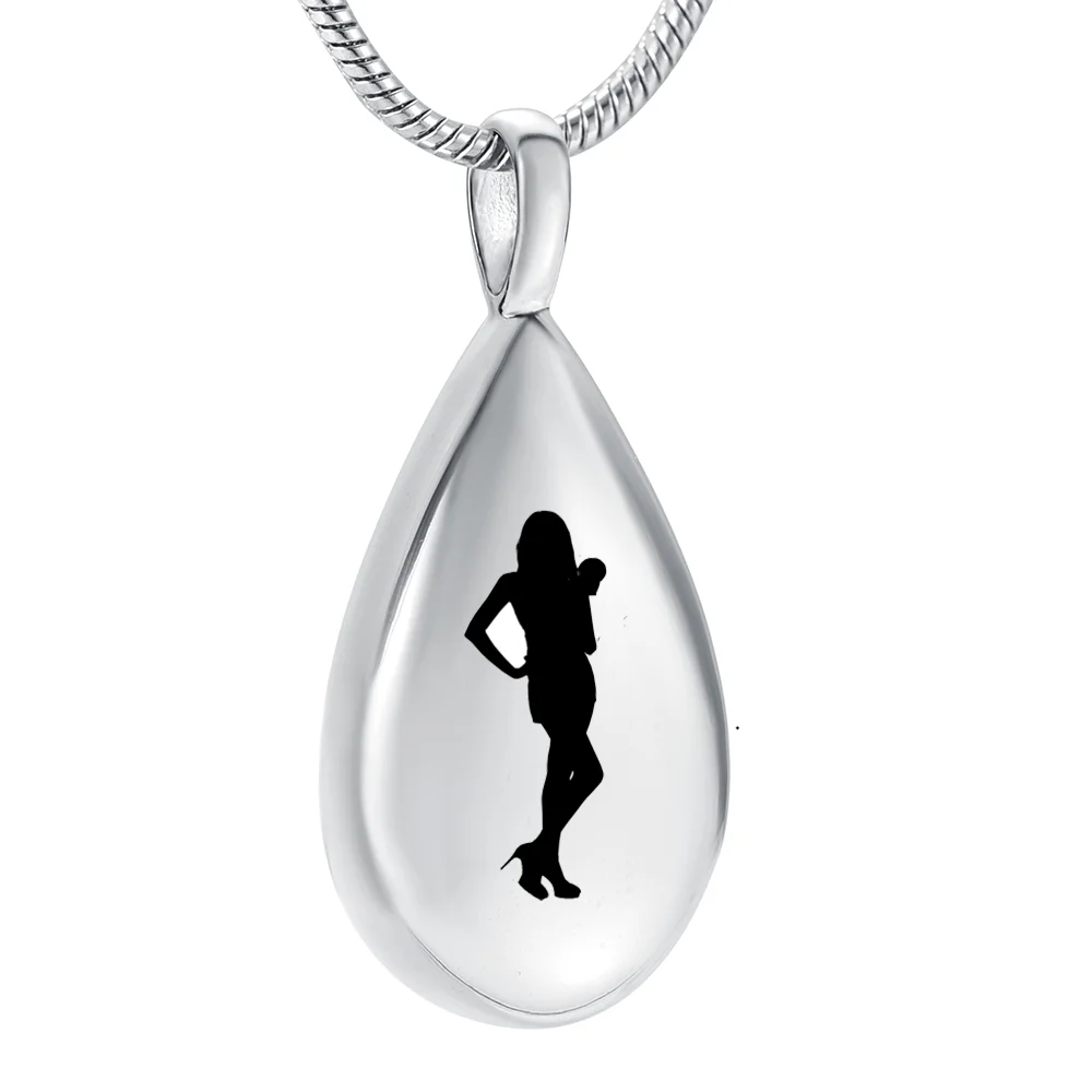 IJD9945 Urban Fashion Women's Pendant Keepsake Necklace Teardrop Carved Souvenir