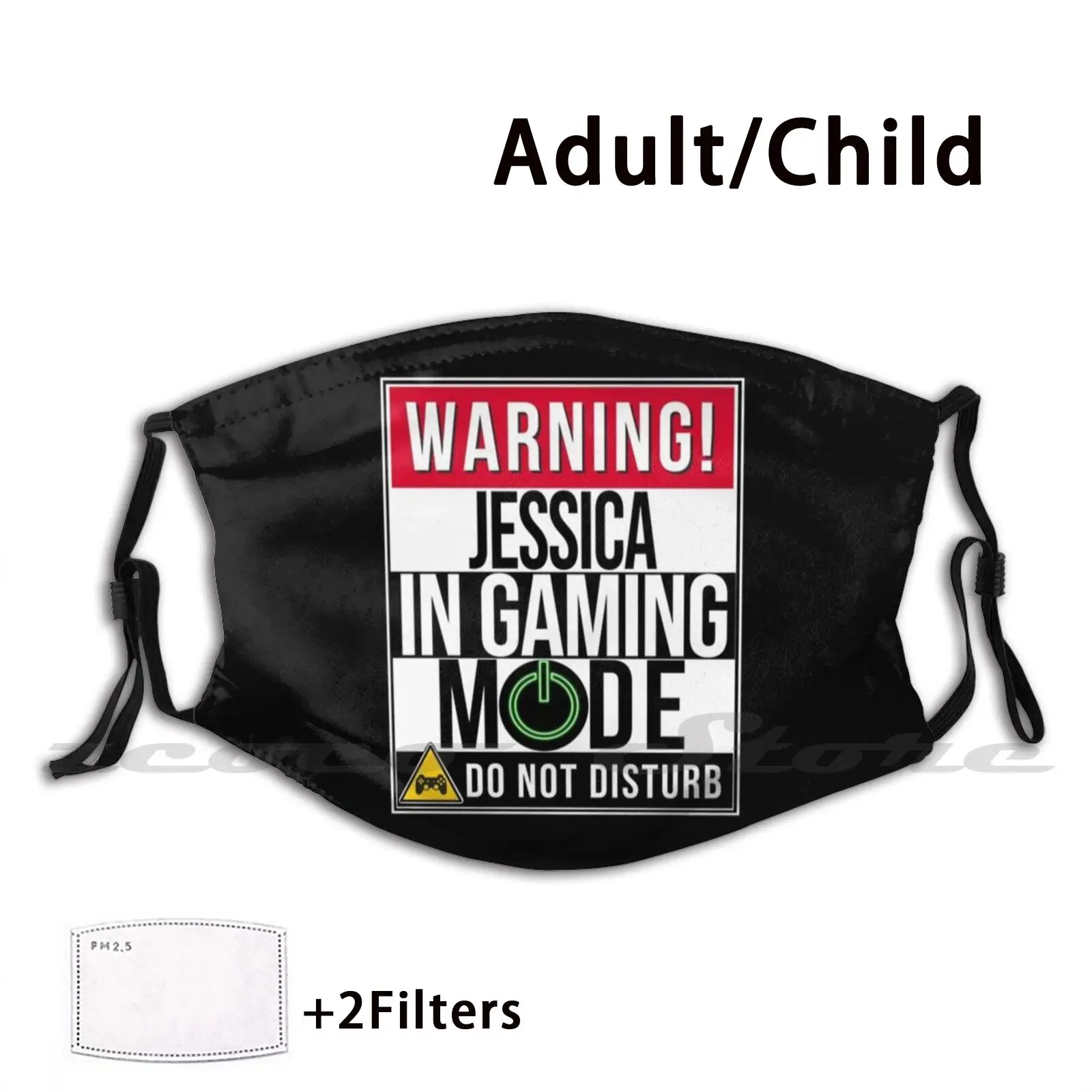 Warning In Gaming Mode - Funny Girl Gamer Gift For Custom Pattern Washable Filter Pm2.5 Adult Kids Mask Gamer Gamer Gaming