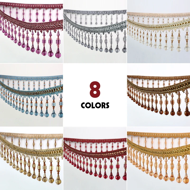 

2 Meter Tassel Fringe Trim Curtain Fringe Crystal Beaded Ribbon For Sewing Curtain Accessory Lace Decoration Upholstery