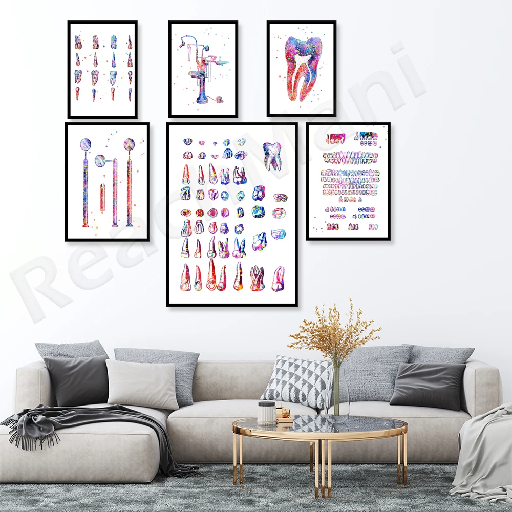 Dentist office decoration medical art teeth anatomy print dental tool poster hygienist gift dental office decoration