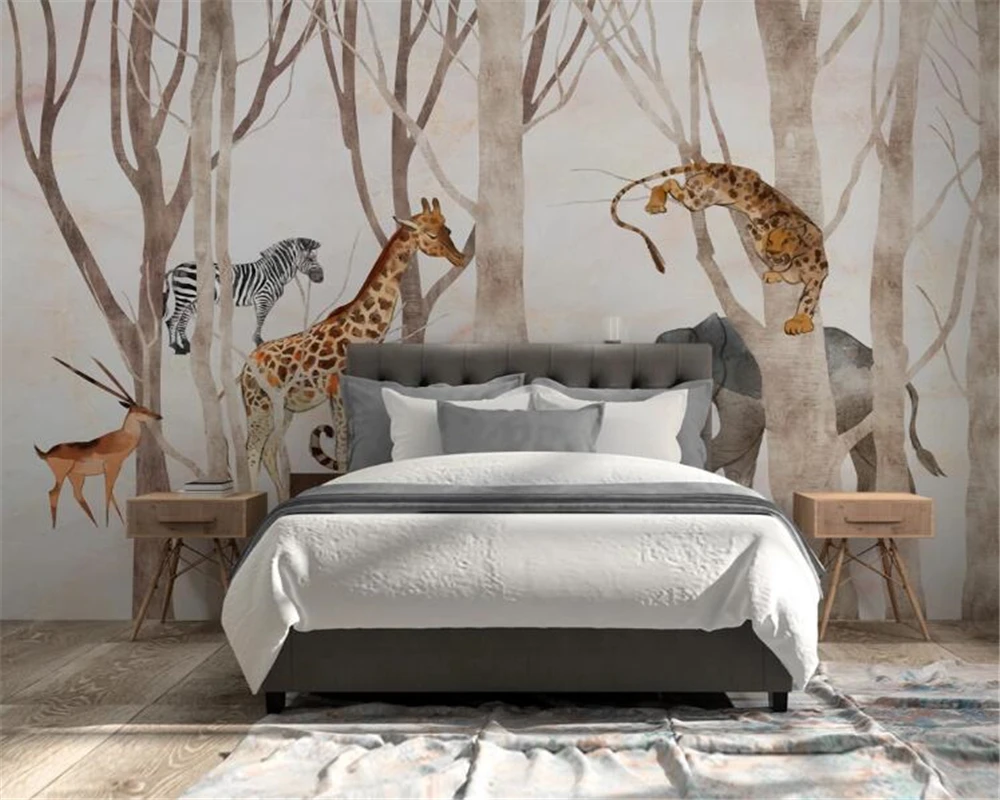 

Custom wallpaper murals Nordic animal forest TV sofa background wall home decoration living room bedroom 3d wallpaper