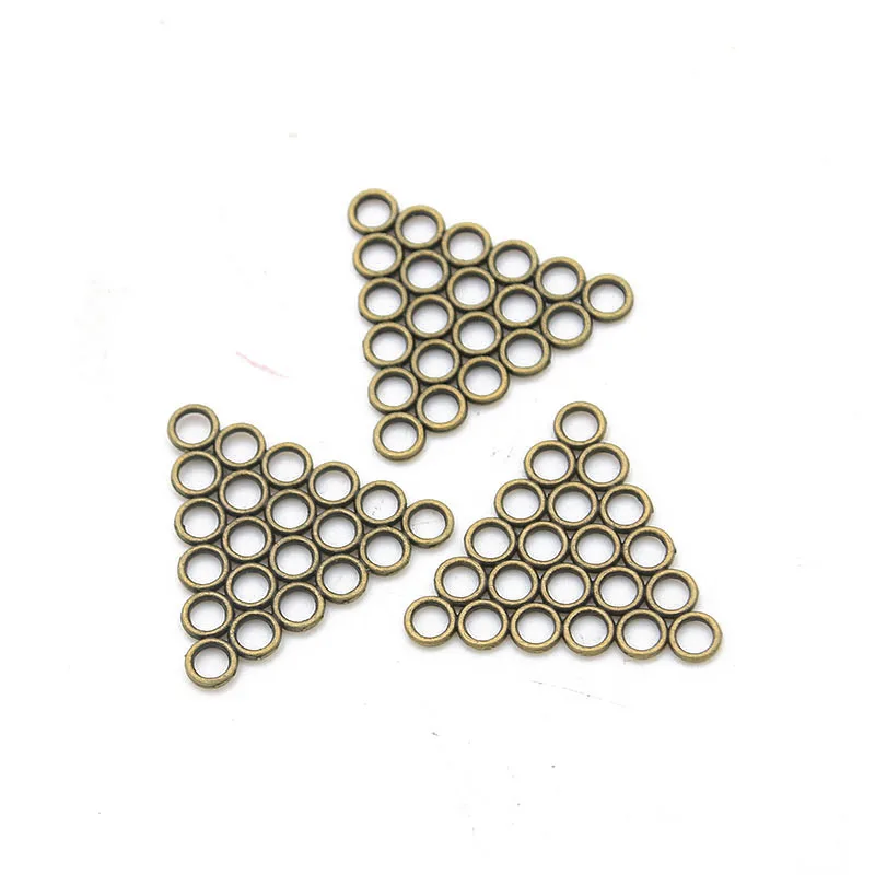 20Pcs 30MM 2 Color Retro Zinc Alloy Hollow Circles Make Triangle Porous Connectors Linker For DIY Pendant Jewelry Accessorie