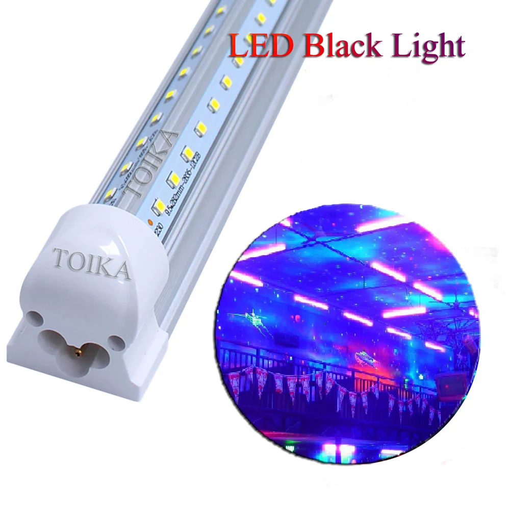 Toika 4pcs LED Black Light Tube 2ft 3ft 4ft 60cm 90cm 120cm T8 Integrated V Shaped LED Bulbs Fluorescent Tube Party Stage Light