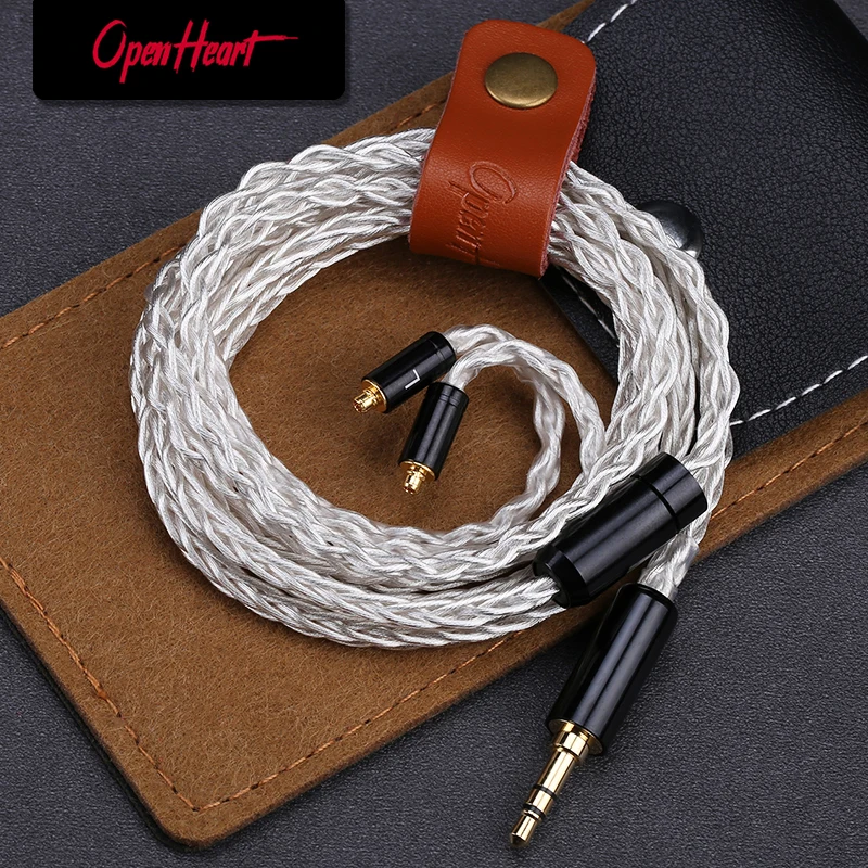 OPENHEART-8 코어 실버 도금 구리 교체 이어폰 케이블, 3.5mm/2.5mm/4.4mm MMCX/0.78 2Pin/QDC 밸런스 업그레이드 케이블