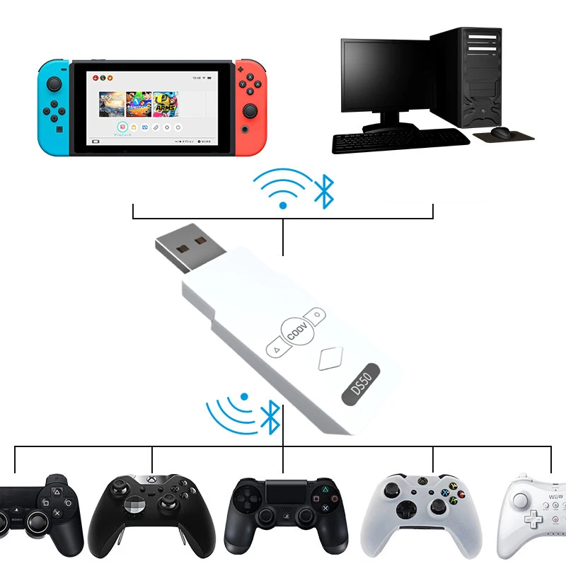 Coov DS50 Wireless Bluetooth Adapter Converter For Switch FOR PS4 PS5 X-box One PC Wireless Controller Converter