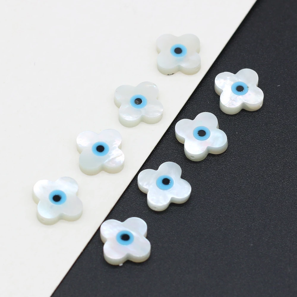 Natural Shell Pendants Mother of Pearl Evil Eye Flower Shape Perforated bead For Jewelry Making DIY Earring Necklace Accessories