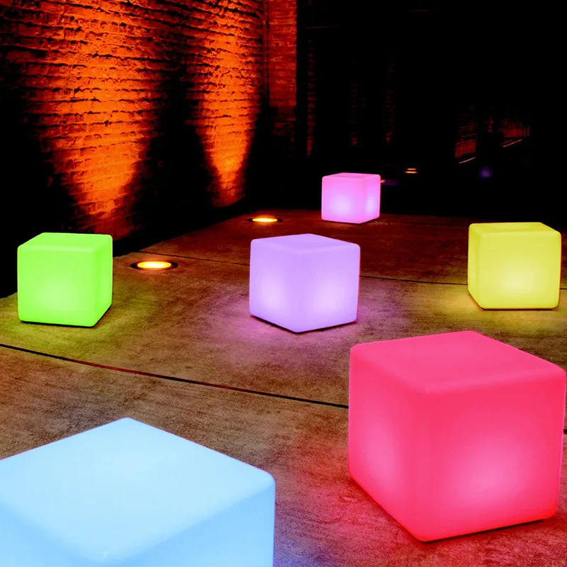 Rechargeable LED Cube Light RGB Wireless Hotel Decoration LED Furniture Waterproof Garden Glowing Stool Remote Control Chair