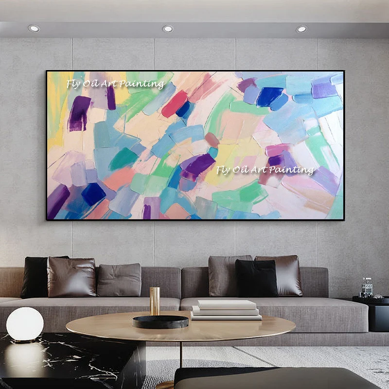 

The Simple Handmade Color Oil Painting Home Decoration Abstract Palette Artwork On Canvas Hand-painted Wall Art For Living Room