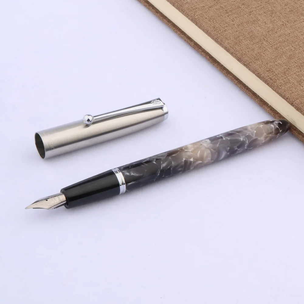 jinhao 51-A classic stainless steel write Smooth Black white gray Acrylic Fountain Pen School Office Writing Supplies