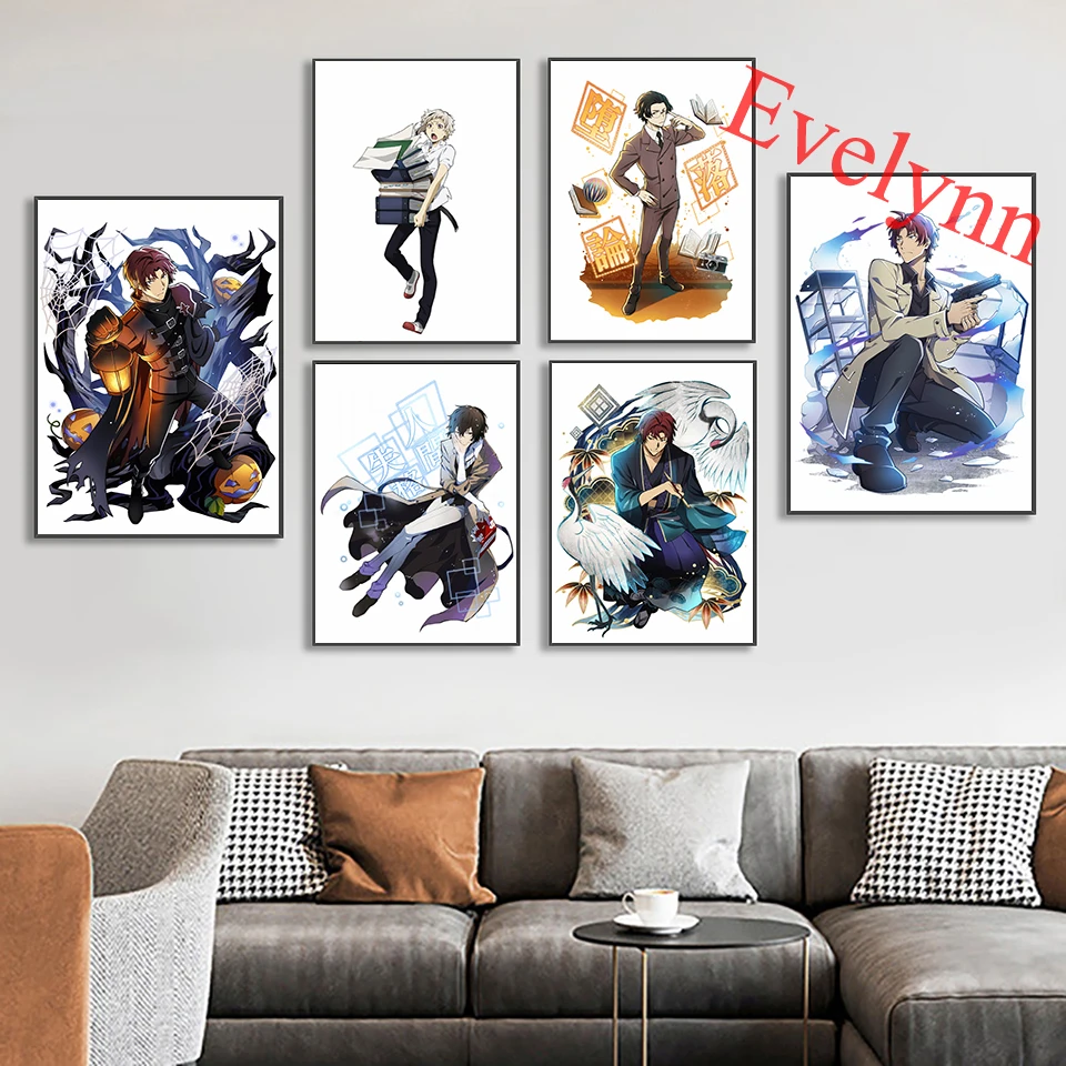 Japanese Anime Bungo Stray Dogs Poster Cartoon Painting Boys Room Decor Print Modern Living Room Decor Canva Wall Art Prints