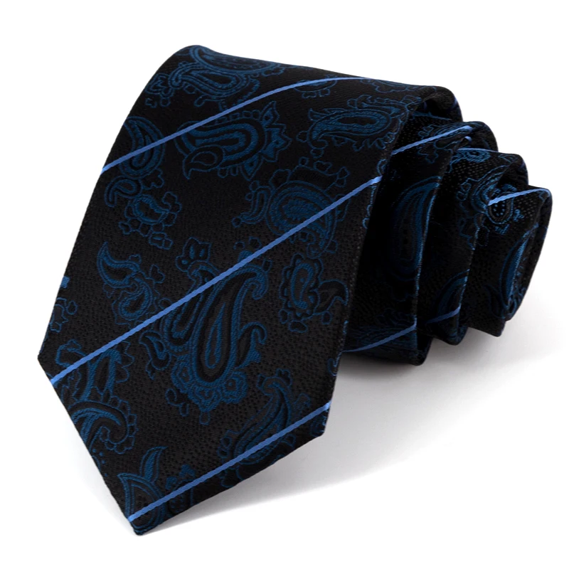 8CM Dark Blue Ties for Men Fashion Vintage Gentleman Tie High Quality Business Work Necktie Men's Gift With Box