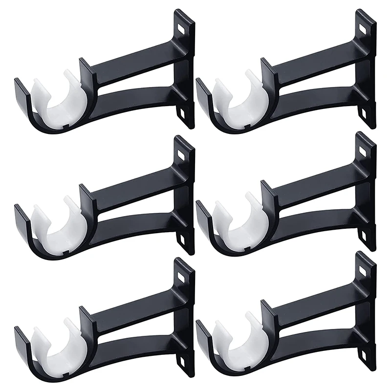 

HGHO 6Pcs Curtain Rod Bracket Set Single Hole Small Curtain Rod Hooks for Wall Heavy Duty Curtain Drapery Rods Black