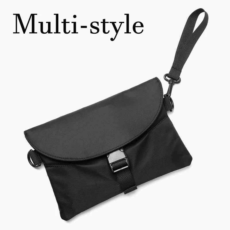 Crossbody Bags Men Detachable Flap Mini  Black Simple High Street Multi-function Purses Phone  Hip-hop   Trendy