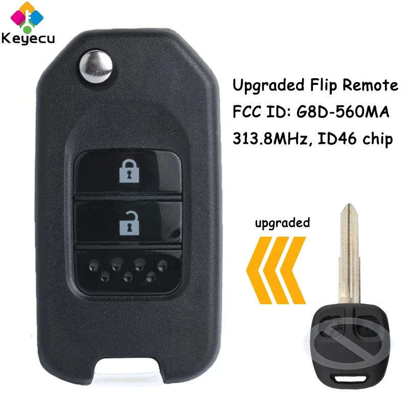 

KEYECU Upgraded Flip Remote Key With 2 Buttons 313.8MHz ID46 Chip for Mitsubishi Outlander Pajero Airtreck L200 Fob G8D-560MA