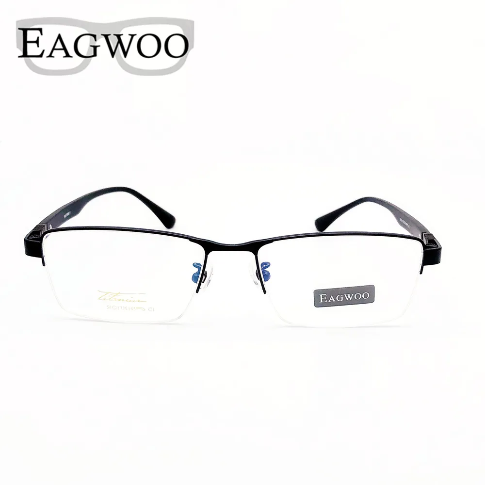 Pure Titanium Eyeglasses Half Rim Optical Frame Prescription Spectacle Men Business Glasses For Men Super Light Flexible Glasses