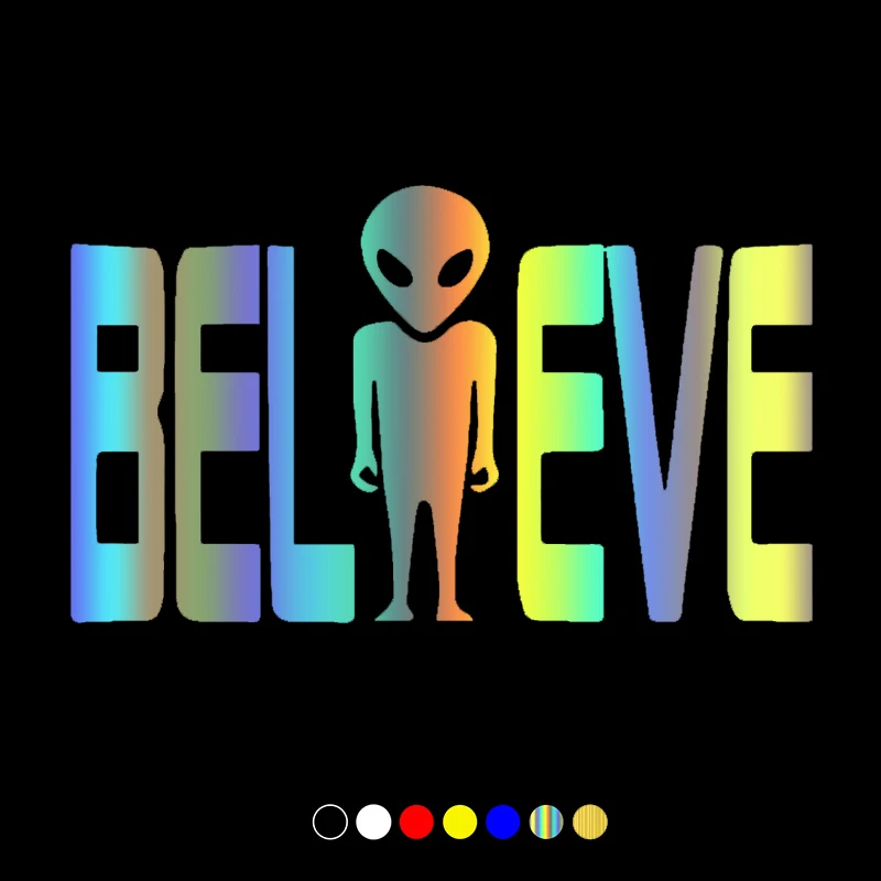 

CS31102# Various Sizes Car Sticker Die-Cut Vinyl Decal Believe Alien Ufo Waterproof Auto Decors on Car Body Bumper Rear Window