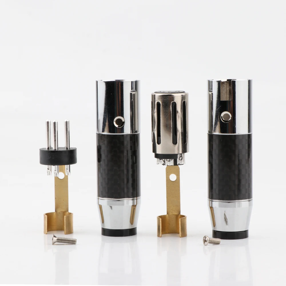 4Pcs Hi-End XR1801 3 Pins XLR Connectors Rhodium Plated Carbon Fiber Audio XLR Plug Female Male Plug