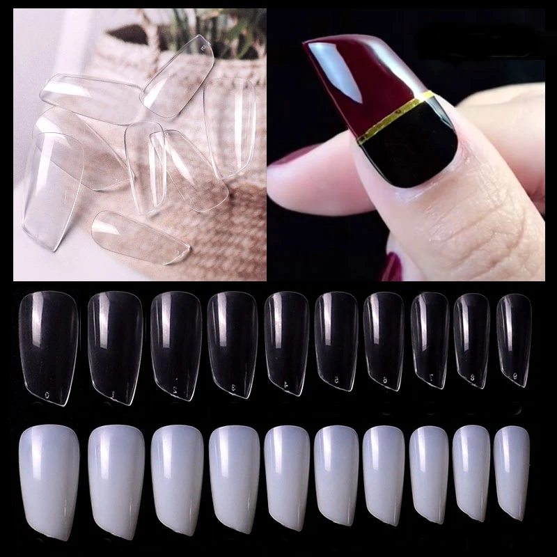 Asymmetrical False Full Cover Extension Nails, Acrylic Nail Tips, UV Gel, Ultra Flexible Salon Manicure Tools, 500Pcs