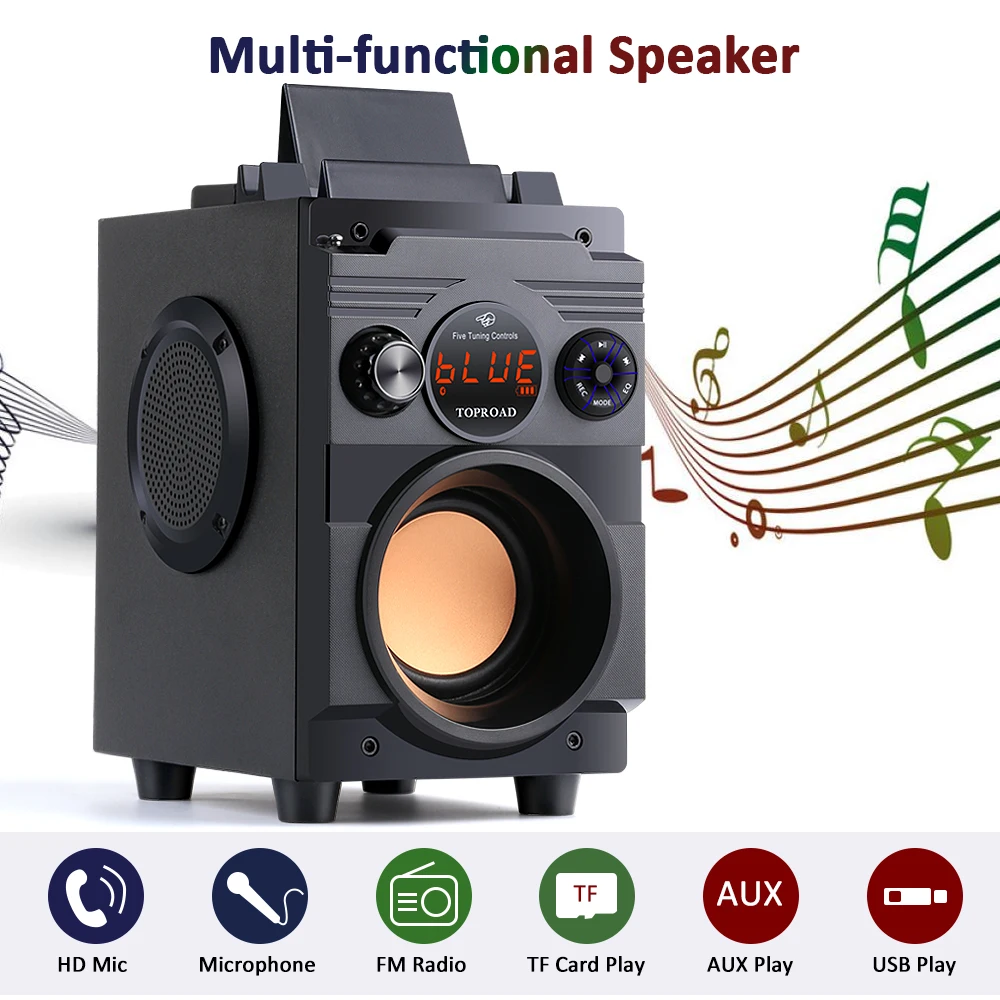 To Bluetooth Speaker 20W Portable Wireless Stereo Subwoofer Bass Big Speakers Column Support FM Radio AUX Remote Control