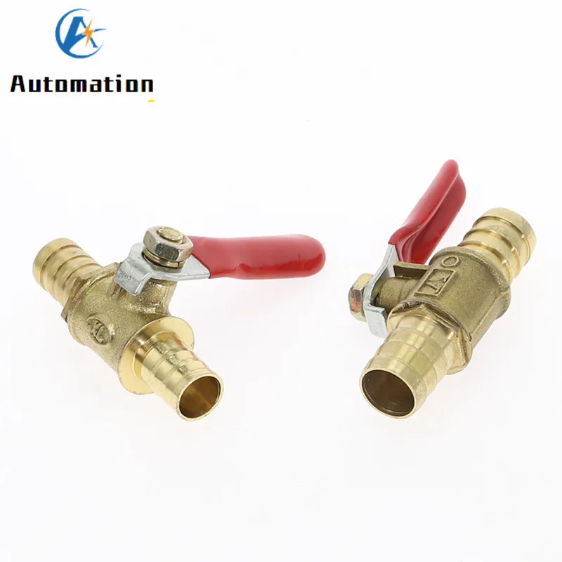 Vanne pneumatique à poignée rouge, tuyau en laiton en ligne, eau, huile, air, gaz, carburant, raccords de tuyau, 6mm-12mm