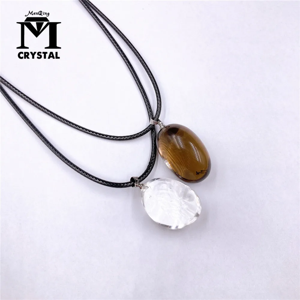 High Quality Real Crystal Mineral Stone Natural Clear Smoky Quartz Pendant Necklace Choker Man Woman Reiki Healing Gift