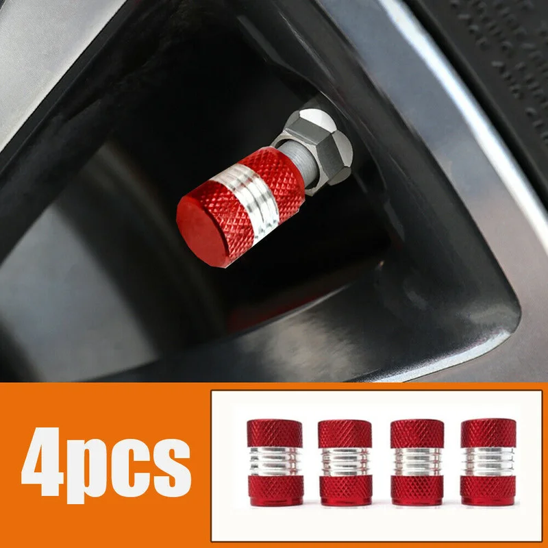 

4pcs Red Car Truck Bike Tire Wheel Rims Stem Air Valve Caps Tyre Cover Aluminum Tire Tyre Wheel Valve Stems Caps Car Accessories