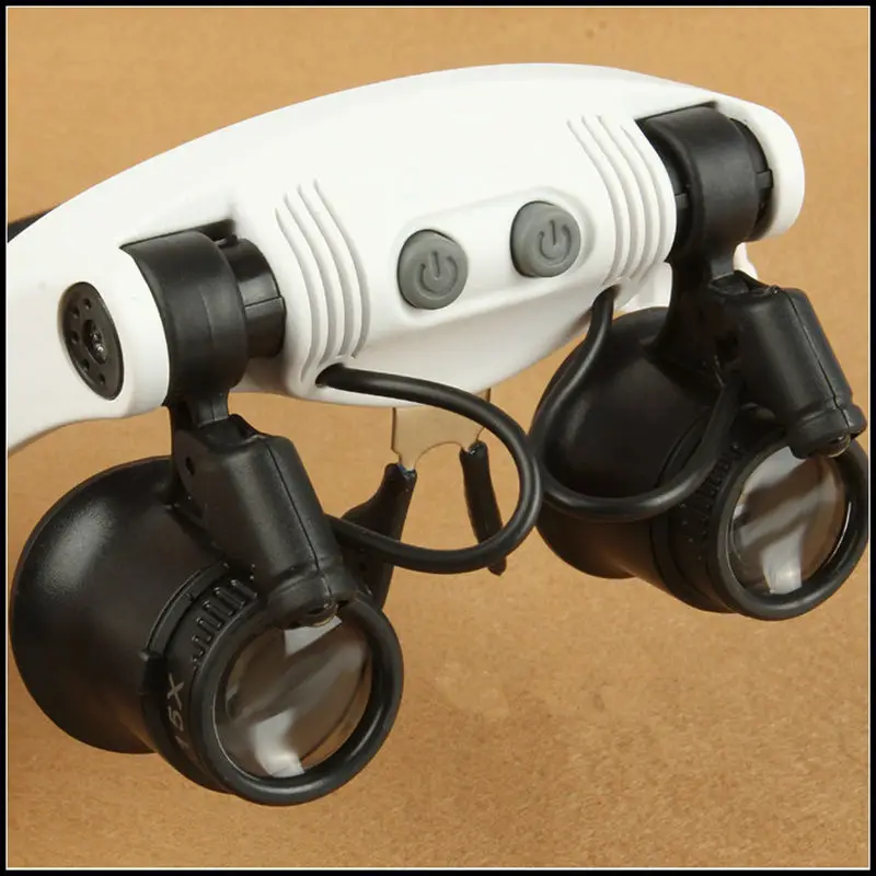 10X 15X 20X 25X Magnification Eyeglasses Headband Lighted Magnifier Watching Repairing Helping Magnifying Glass with LED Light