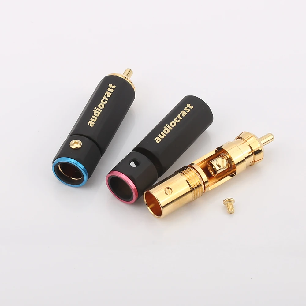 Hohe Qualität Audiocrast Gold Überzog RCA Stecker Lock Sammeln Solder A/V Stecker