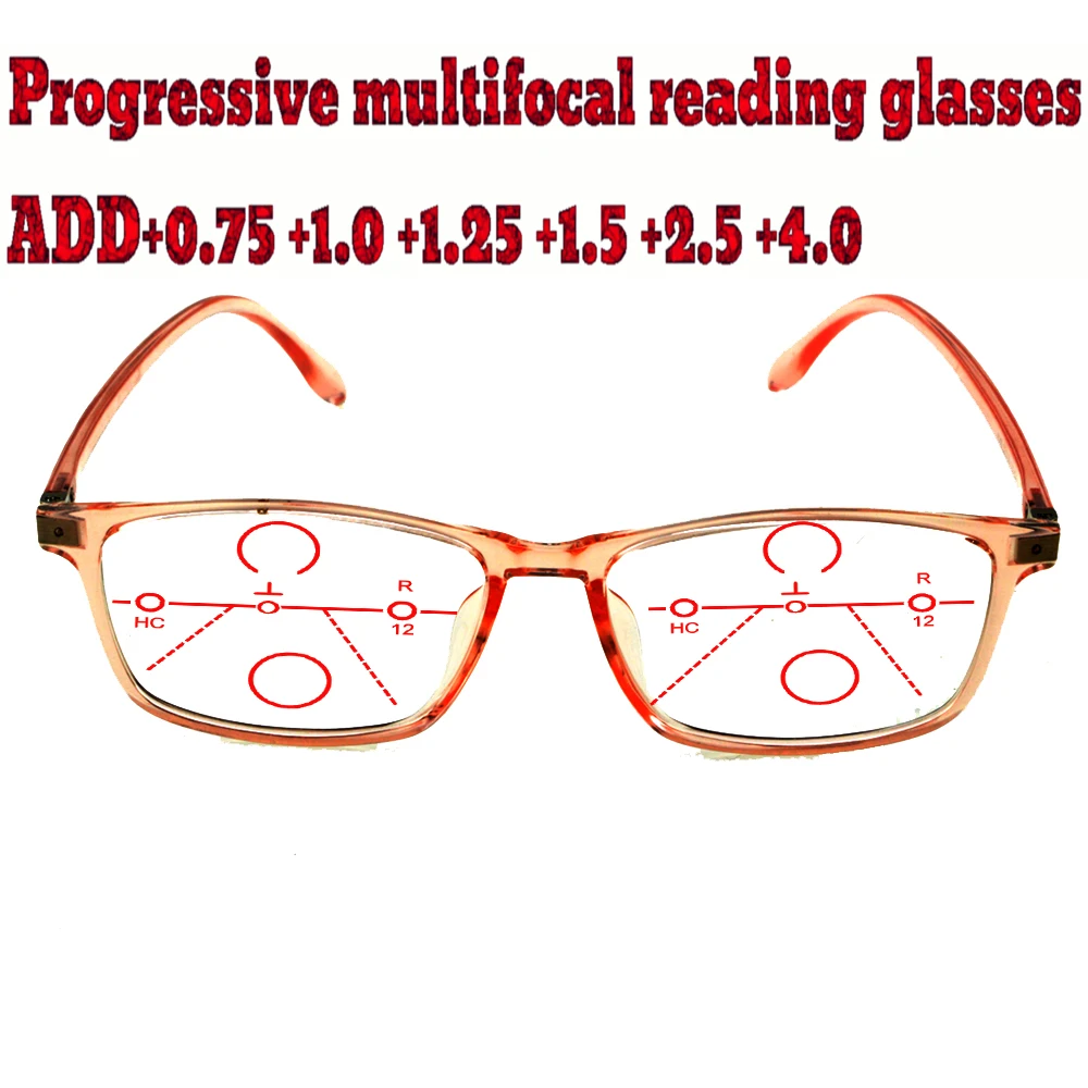 

Progressive Multifocal Anti Blu Light Reading Glasses Orange Frame for Women High Quality +1.0 +1.5 +1.75 +2.0 +2.5 +3 +3.5 +4