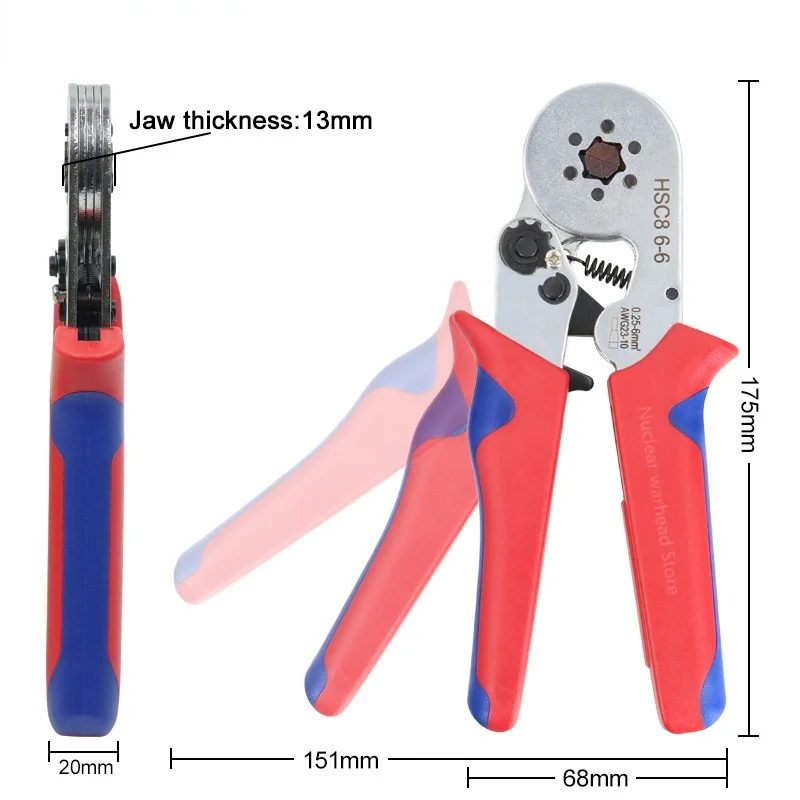 Tubular Terminal Crimping Pliers HSC8 6-4/6-4A/6-6 wire mini Ferrule crimper tools YEFYM Household electrical kit