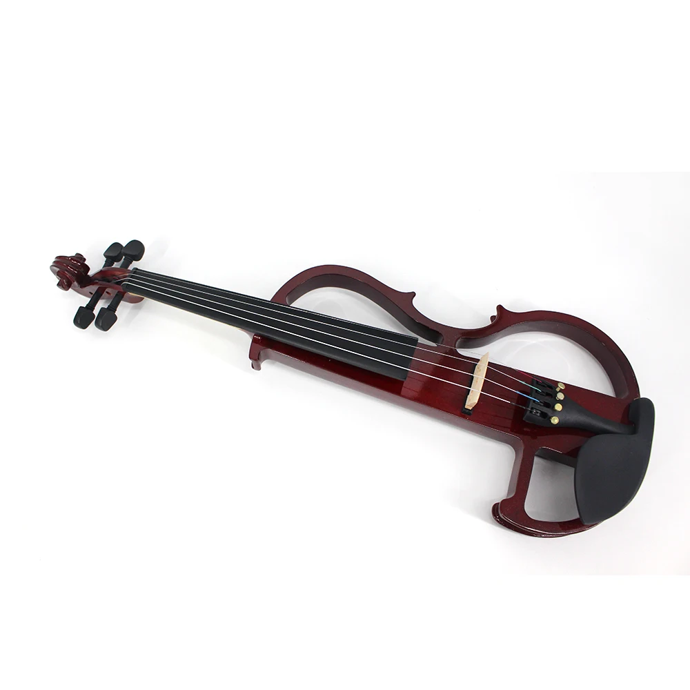 Full Size 4/4 Violin Fiddle Solid Wood Electric Silent with Case Headphone Cable Fittings