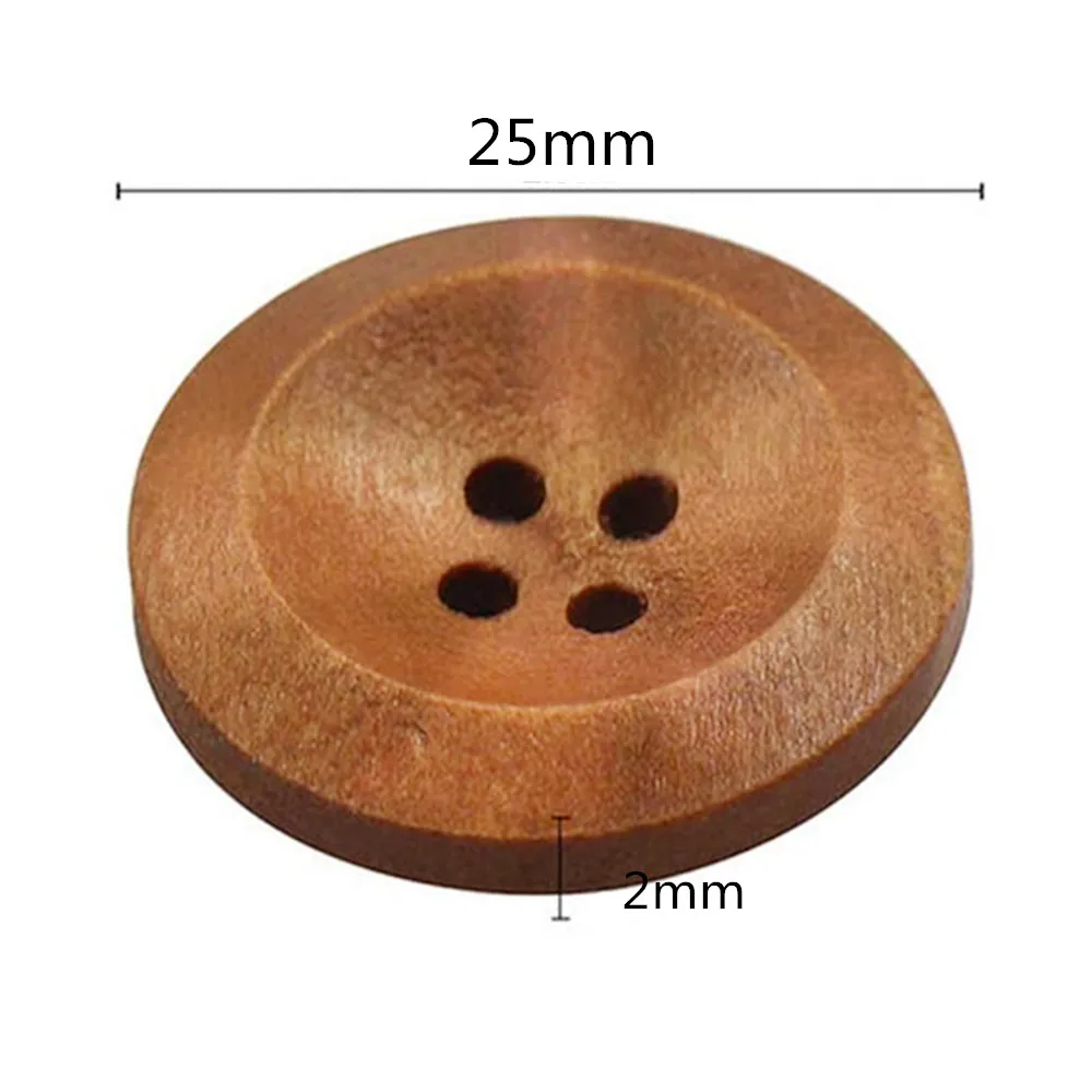 20pcs 25mm Round Wooden Buttons 4 Holes DIY Apparel Sewing Decorative Buttons Scrapbooking Buttons for Clothing 7NK245-4