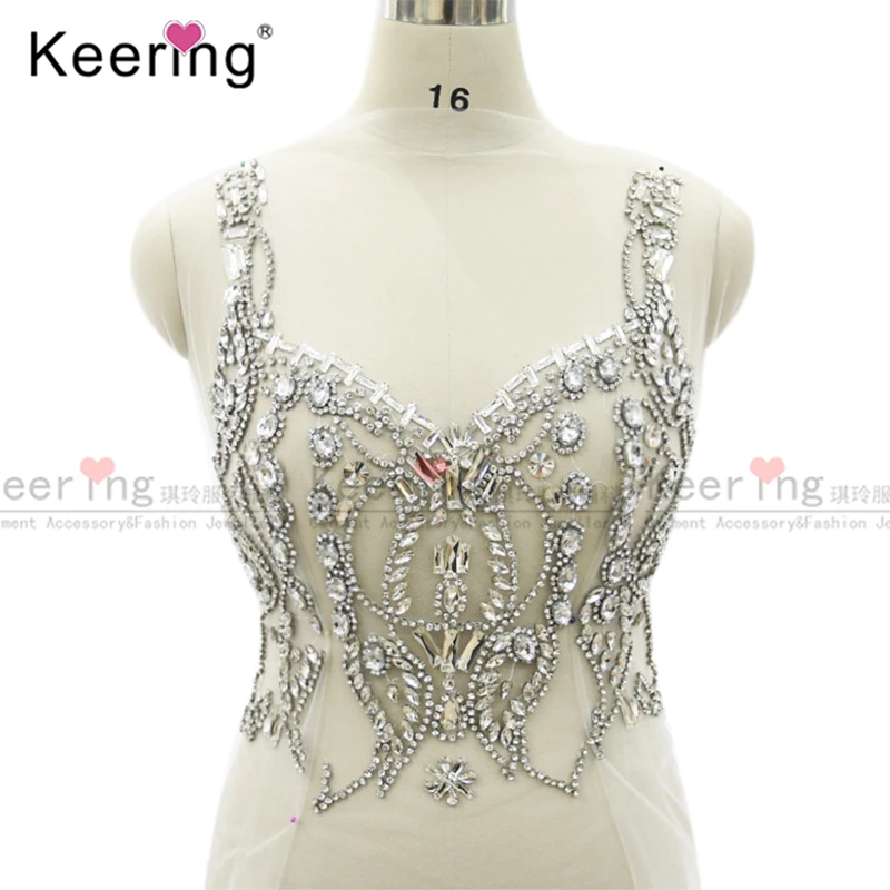 

Hand-Made Big Silver Crystal Rhinestone Body Panel For Wedding Dress, WRA-802