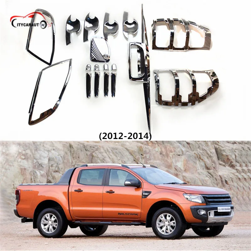 

FIT FOR 2012-2014 ranger T6 CHROME ABS cover front tail lamp Handle cover bowl cover rear trunk lid accessories complete set