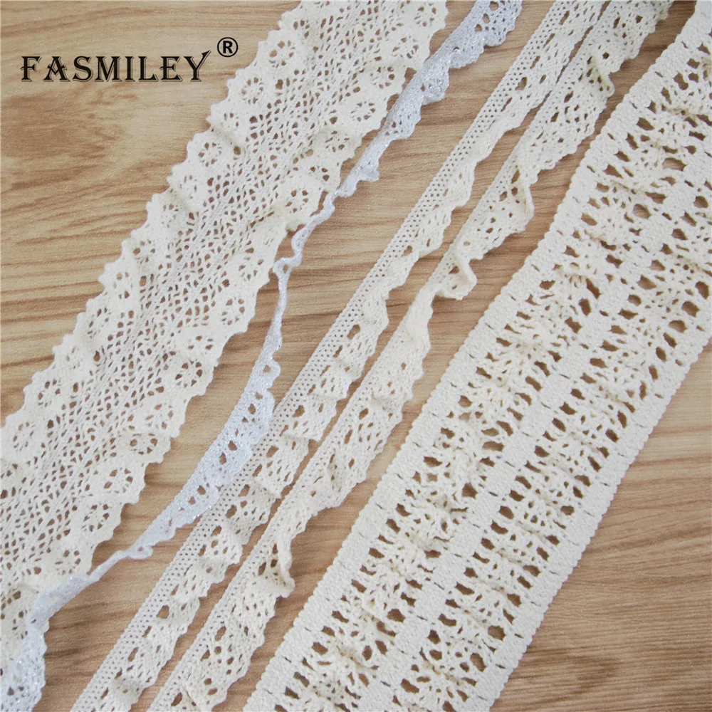 FASMILEY Embroidery Lace Fabric Trim Strechy Lace Ribbon Cotton Lace DIY Craft Multi Style 5yards Lcs-h