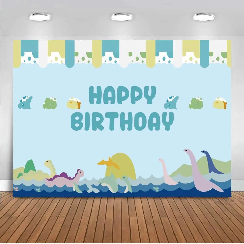 Blue Sea Jurassic Dinosaur Park Birthday Party Baby Cartoon Customized Poster Photo Background Photography Backdrop Photo Studio