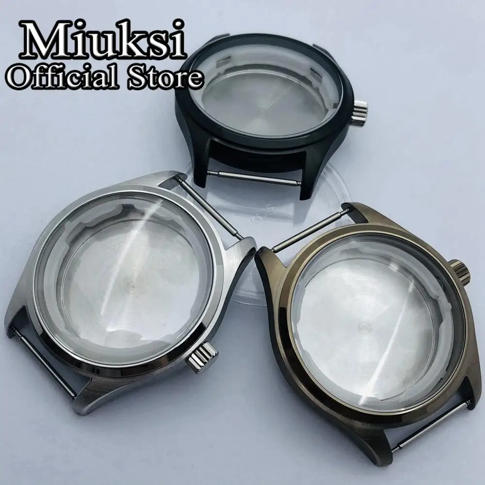 Miuksi 40mm srebrna obudowa ze stali nierdzewnej szafirowe szkło pasuje do mechanizmu NH35 NH36 ETA2824 PT5000