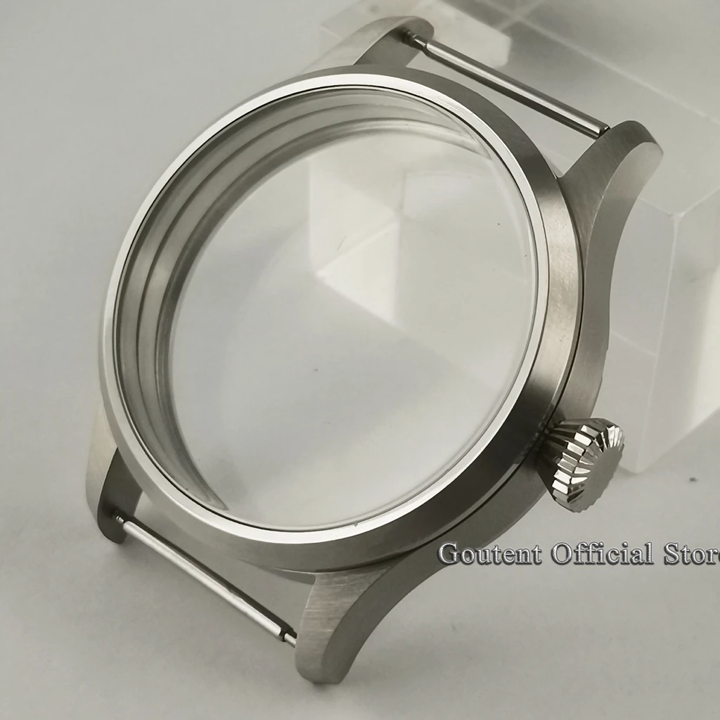 New Goutent 42mm Brushed Watch Case Sterile Steel Case Fit For ETA 6497,6498 Seagull ST3600 Movements Watch Parts