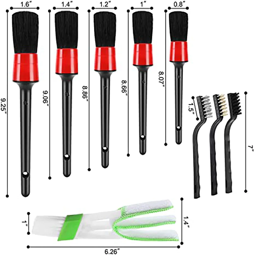 10pcs Auto Car Detailing Brush Set Car Interior Cleaning Kit Includes 5 Detail Brush 3 Wire Brush 2 Air Vent Brush for Cleaning