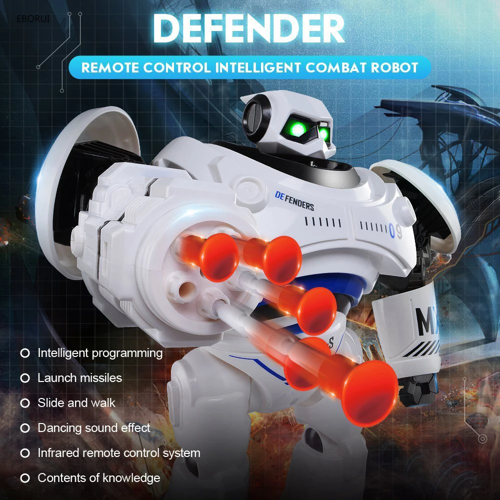 Crazon 1701 RC Robot AD Police Files Programmable Combat Defender Intelligent RC Robot Remote Control Toy for Kids