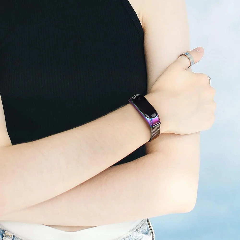 สายนาฬิกาสแตนเลสสตีลสำหรับ Xiaomi Mi band 4, สร้อยข้อมือโลหะสำหรับสายรัดข้อมือ Mi band 4 pulseira