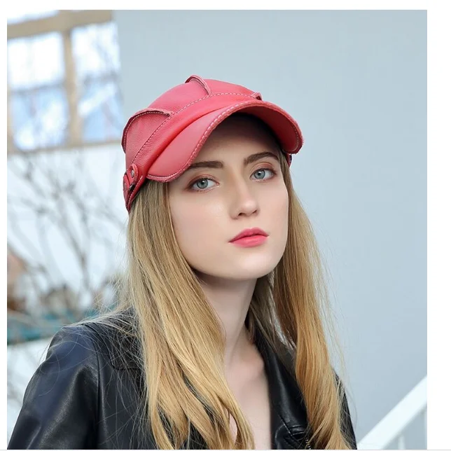 Mode Unisex Hohe Qualität Echt Leder Military Caps Sailor Hüte Frauen Männer Schwarz Braun Flache Top Kapitän Kappe Reise Kadett hut – Detail 8