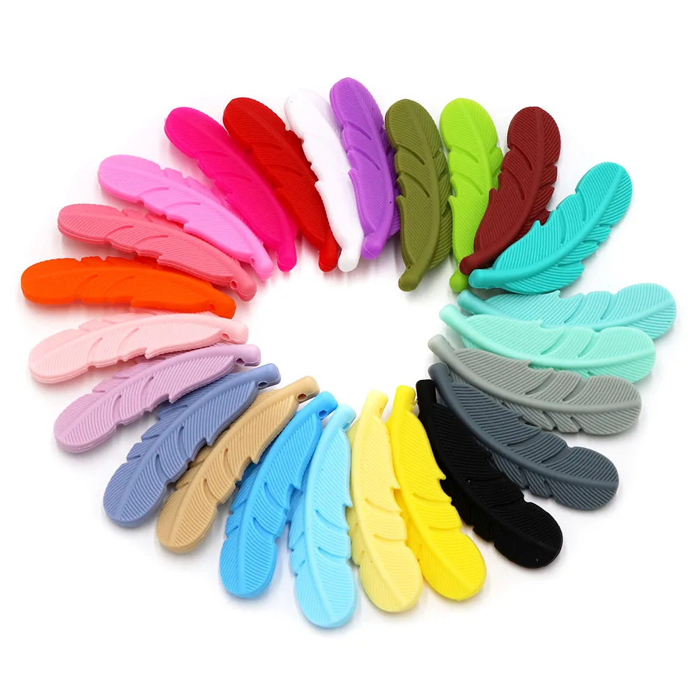 BOBO.BOX 10 pièces anneau de dentition en Silicone perles de plumes bébé jouets de dentition sans BPA collier à mâcher pendentif bébé nouveau-né